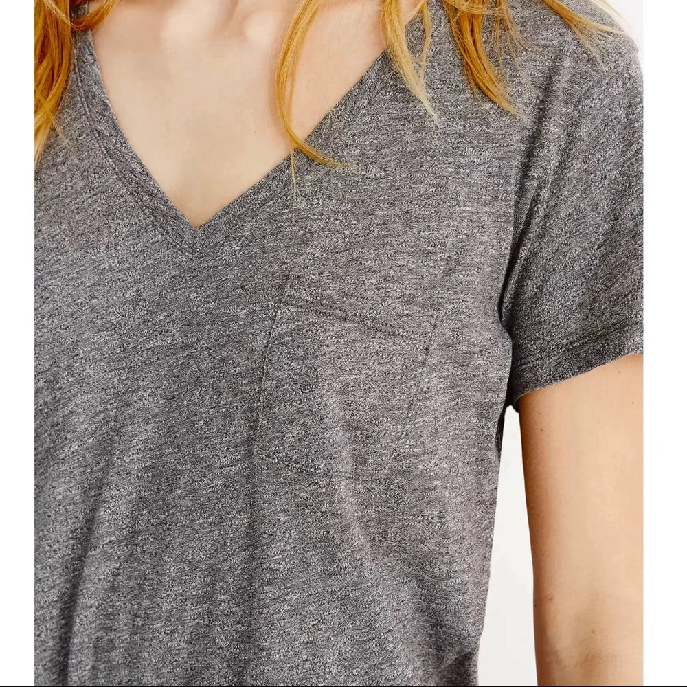 NEW MADEWELL GREY COTTON V-NECK POCKET T-SHIRT - Picture 3 of 7